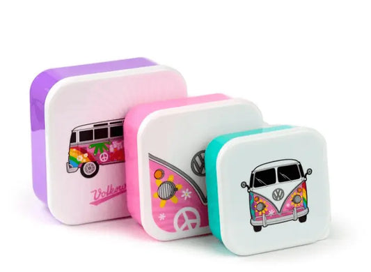 Set of 3 Caravan Lunch Boxes Volkswagen Campervan VW T1 Love M/L/XL Bitu Gift Shop