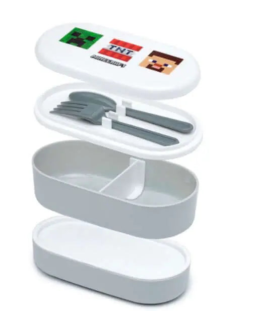 Bento Lunch Box with Compartments and Cutlery Faces Minecraft Faces Bitu Gift Shop