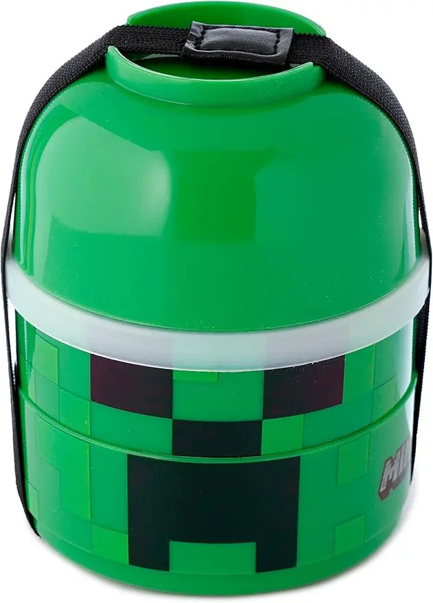 Minecraft Creeper Stacked Round Bento Lunch Box Bitu Gift Shop