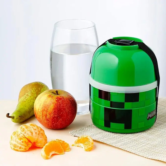 Minecraft Creeper Stacked Round Bento Lunch Box Bitu Gift Shop