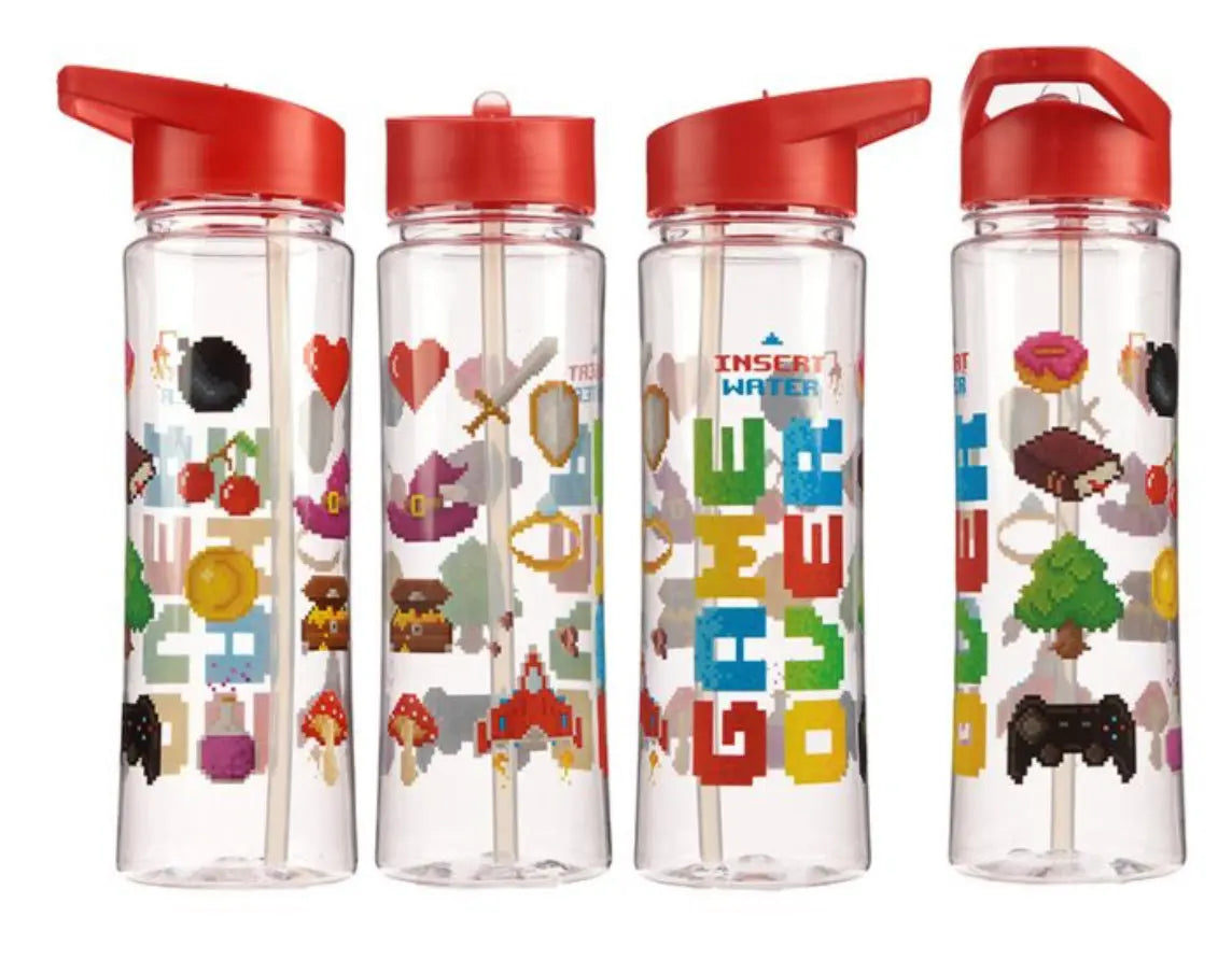 Botella de Agua con Pajita y Asa Game Over Bitu Gift Shop