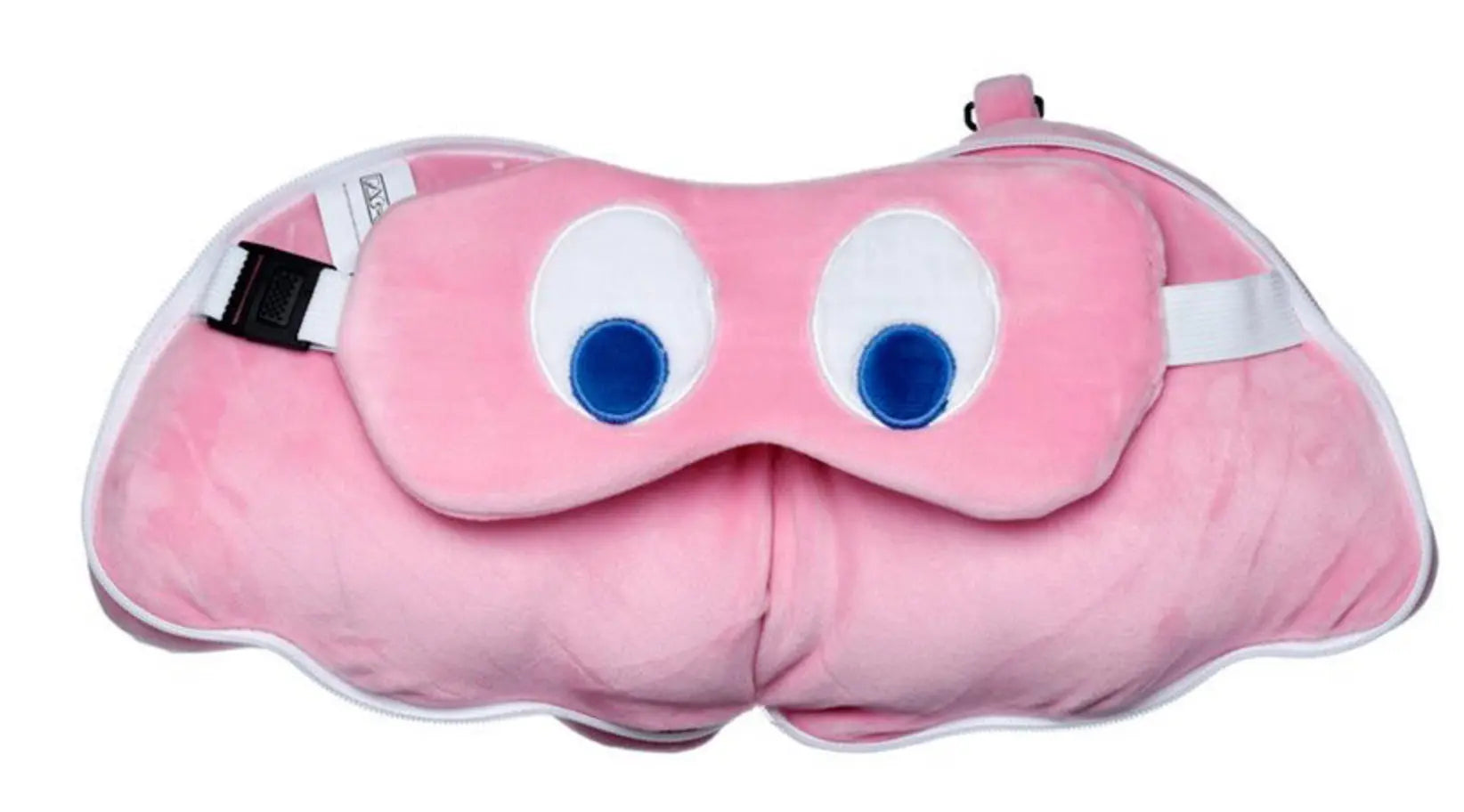 Relaxeazzz Pac-Man Pink Ghost Shaped Travel Pillow & Eye Mask Bitu Gift Shop