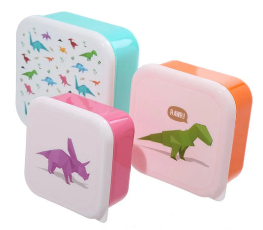 Set of 3 Lunch Box Snack Pots S/M/L - Dino Bites Dinosaur Bitu Gift Shop