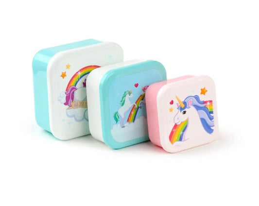 Set de 3 Fiambreras Táper Infantiles Unicornio Aroíris Bitu Gift Shop