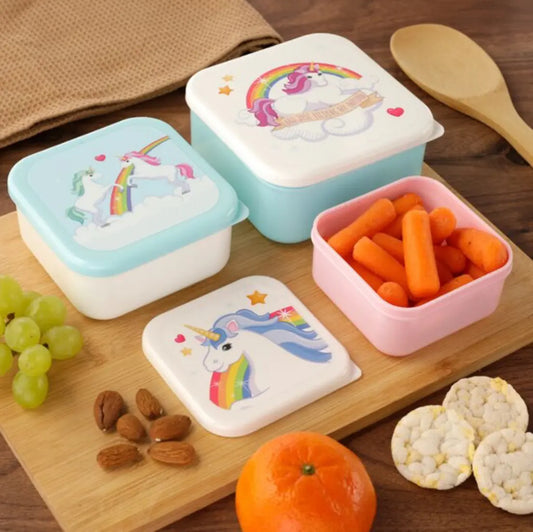 Set de 3 Fiambreras Táper Infantiles Unicornio Aroíris Bitu Gift Shop