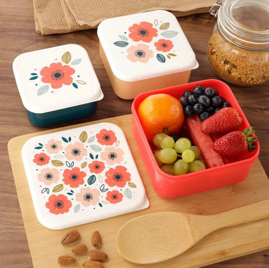 Set of 3 Lunch Box Snack Pots M/L/XL - Poppy Fields Pick of the Bunch Bitu Gift Shop