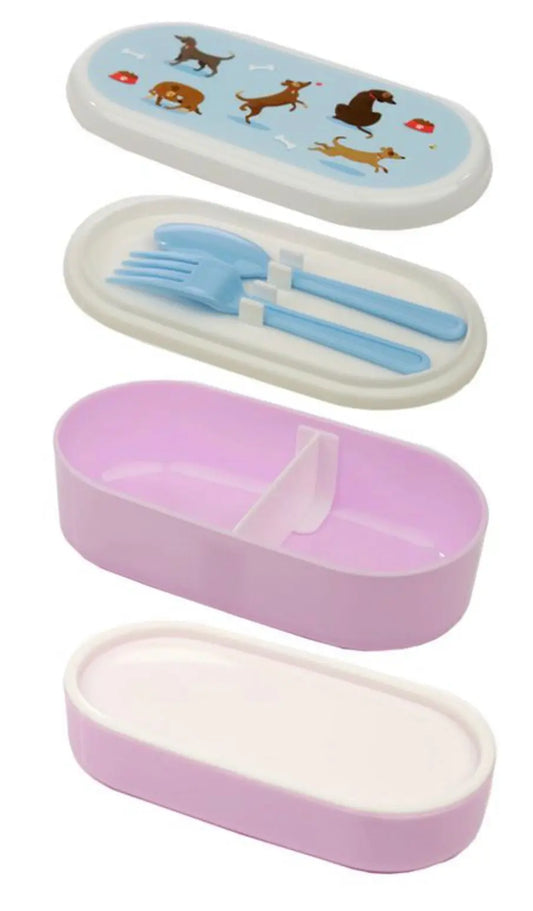 Catch Patch Dog Stacked Bento Box Lunch Box with Fork & Spoon Bitu Gift Shop
