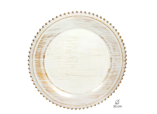 BAJO PLATO BOLITAS BLANCO DECAPADO Bitu Gift Shop