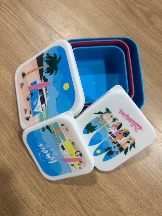 Set of 3 Lunch Boxes – Volkswagen VW T1 Camper Design – M/L/XL Nesting Food Containers