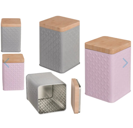 Rectangular tin box with bamboo look cover, Bitu Gift Shop