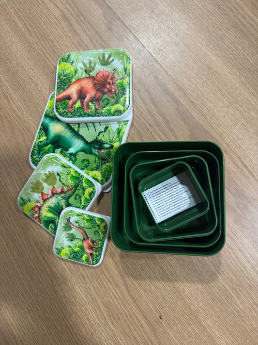 Dinosaur Lunch Box Set of 4 – Plastic Food Storage Containers – Various Sizes for Ki