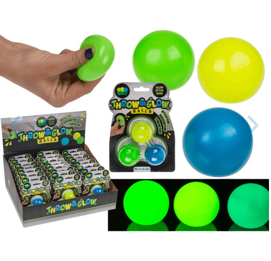 Throw & Glow Balls, 3 pcs p. card, ca. 4 cm Bitu Gift Shop