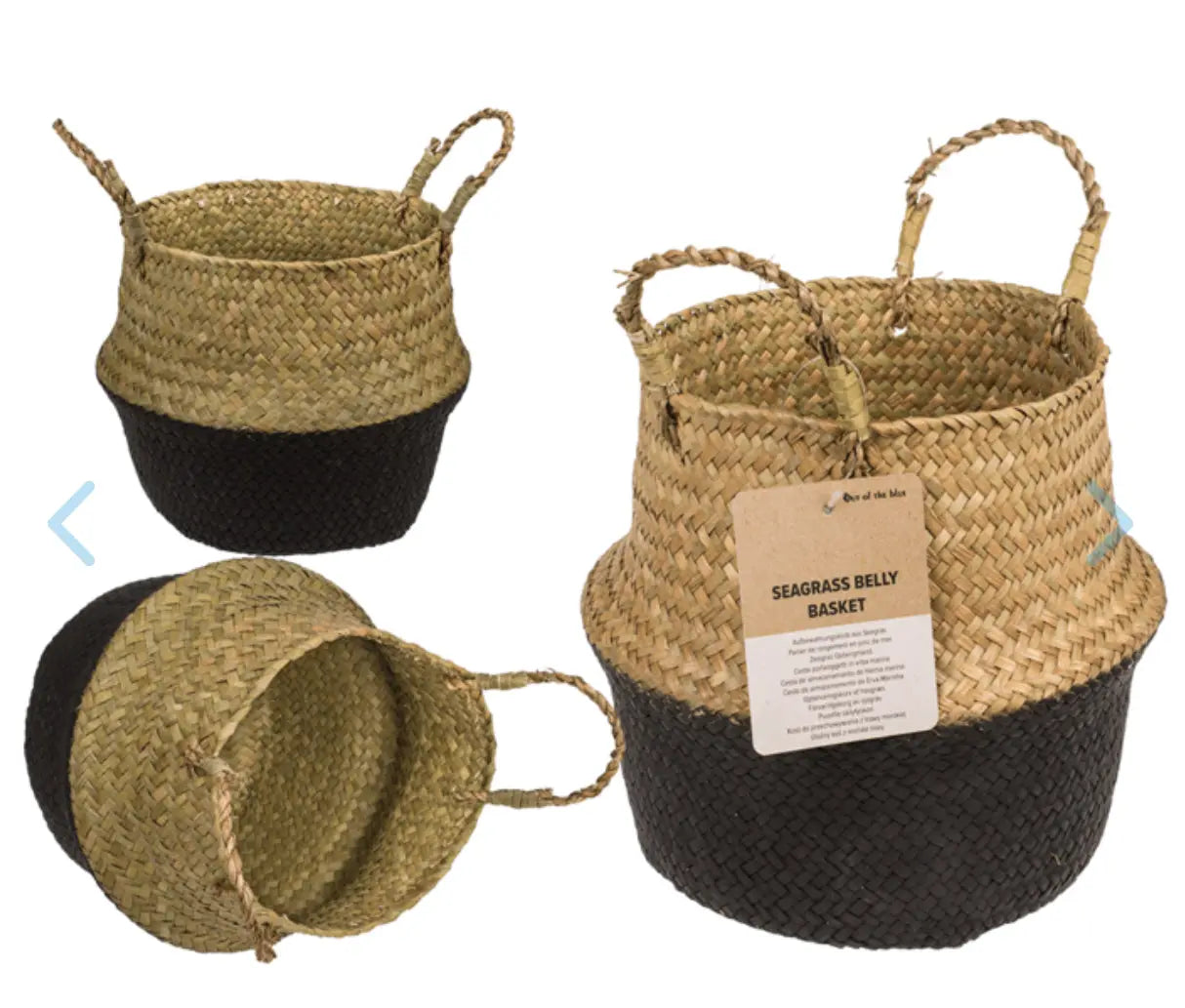 Belly basket made of seagrass, with 2 handles, Bitu Gift Shop
