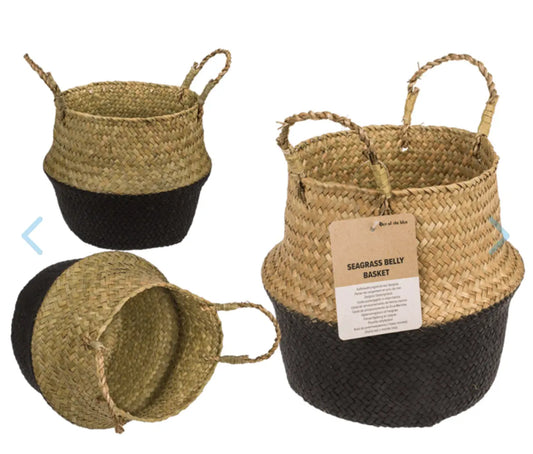 Belly basket made of seagrass, with 2 handles, Bitu Gift Shop