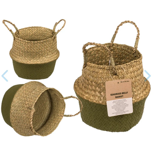 Belly basket made of seagrass, with 2 handles, Bitu Gift Shop