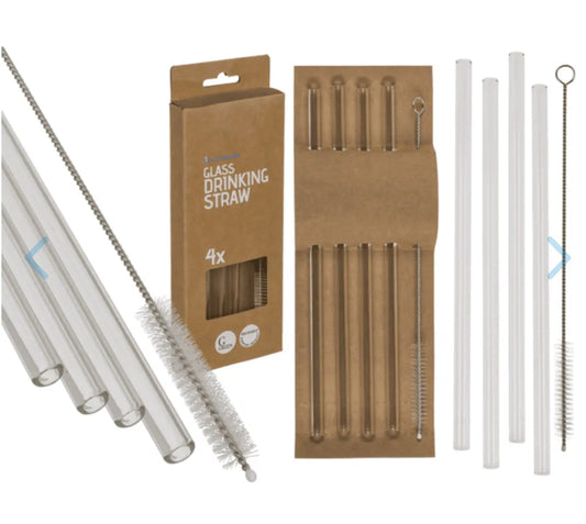 Glass drinking straw with cleaning brush Bitu Gift Shop