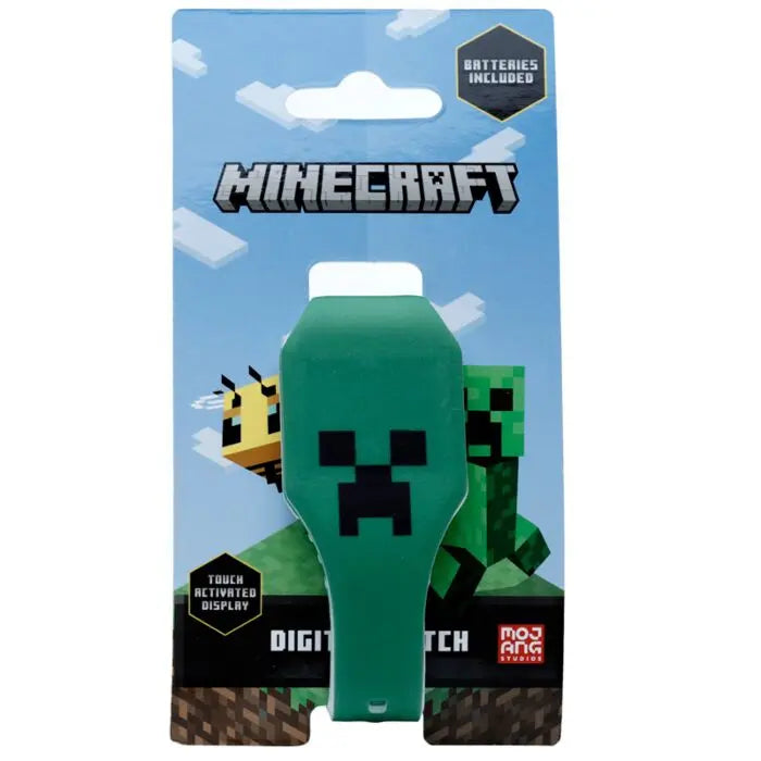 Silicone Minecraft watch face featuring Creeper design, touch-activated display, ideal for customizing digital watches with durable, fan-favorite style.