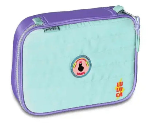 CASE 36 COLORBLOCK LULUCA - Stylish & Functional Storage in mint green and purple with zip closure. Ideal for organizing pens and pencils.